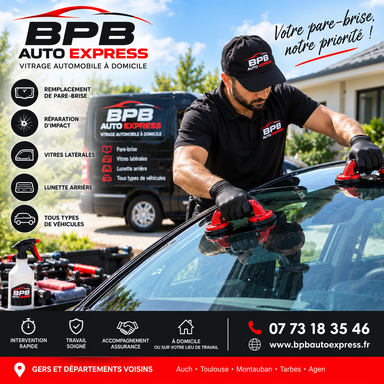 Technicien BPB Auto Express au travail